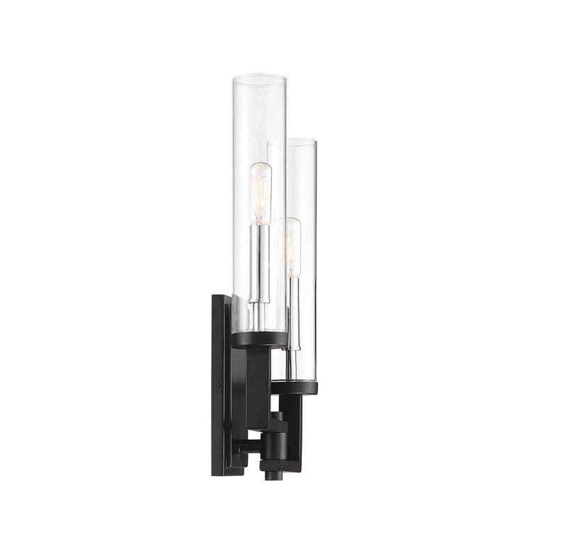 Savoy House 9-2134-2-67 Two Light Wall Sconce, Matte Black w/Polished Chrome (5)