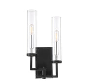 Savoy House 9-2134-2-67 Two Light Wall Sconce, Matte Black w/Polished Chrome