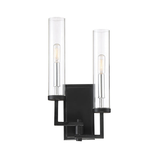 Savoy House 9-2134-2-67 Two Light Wall Sconce, Matte Black w/Polished Chrome