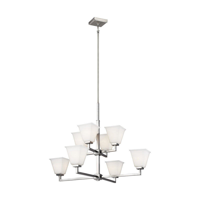 Generation Lighting 3113708EN3-962 Ellis Harper Eight Light Chandelier, Brushed Nickel Main Image.jpg