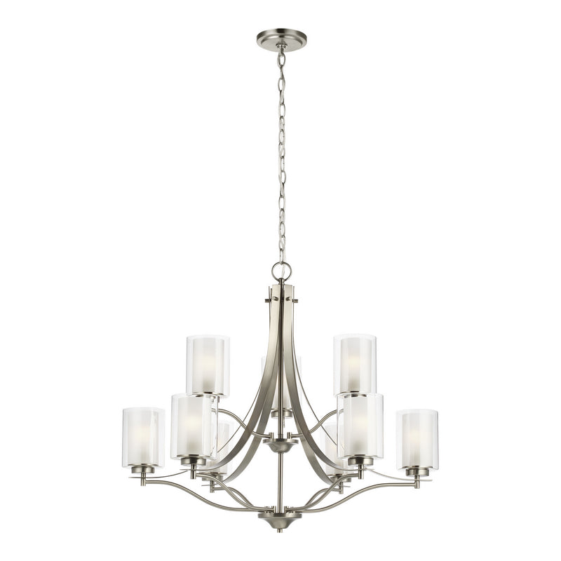 Generation Lighting 3137309EN3-962 Elmwood Park Nine Light Chandelier, Brushed Nickel Main Image.jpg