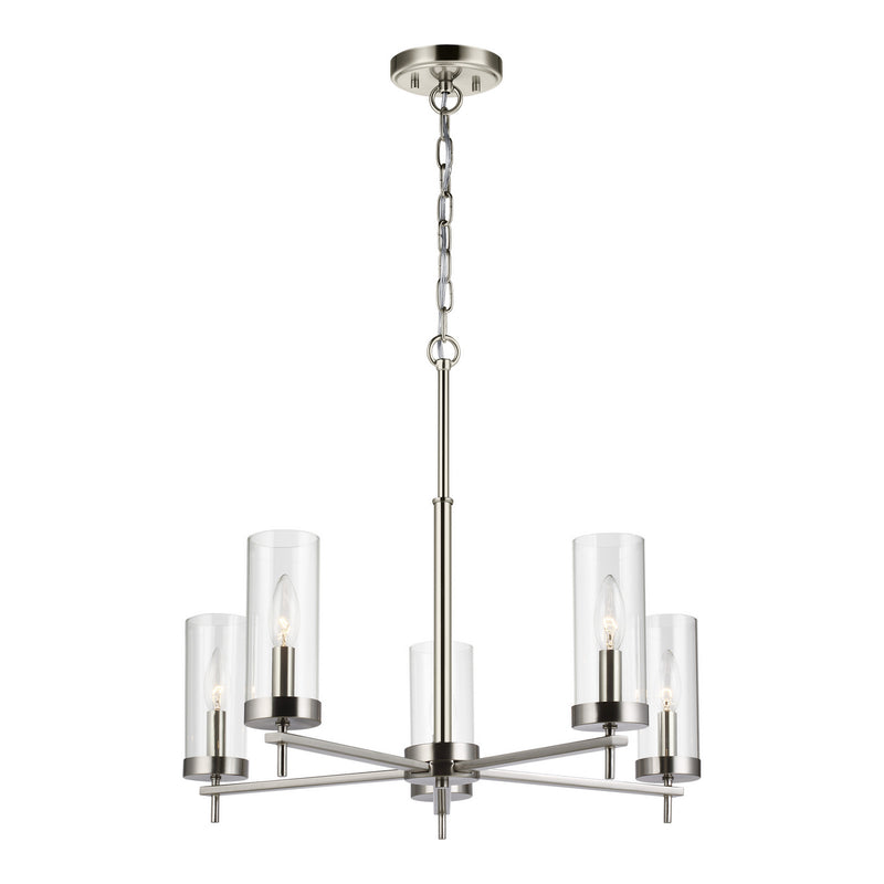 Visual Comfort Studio 3190305-962 Zire Five Light Chandelier, Brushed Nickel Main Image.jpg