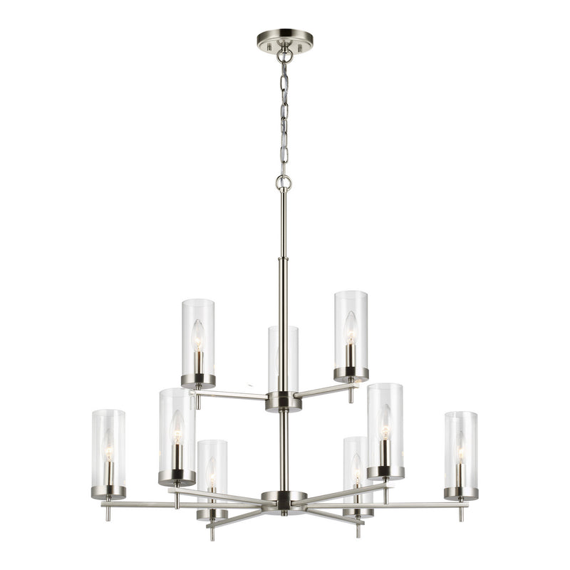Visual Comfort Studio 3190309EN-962 Zire Nine Light Chandelier, Brushed Nickel Main Image.jpg