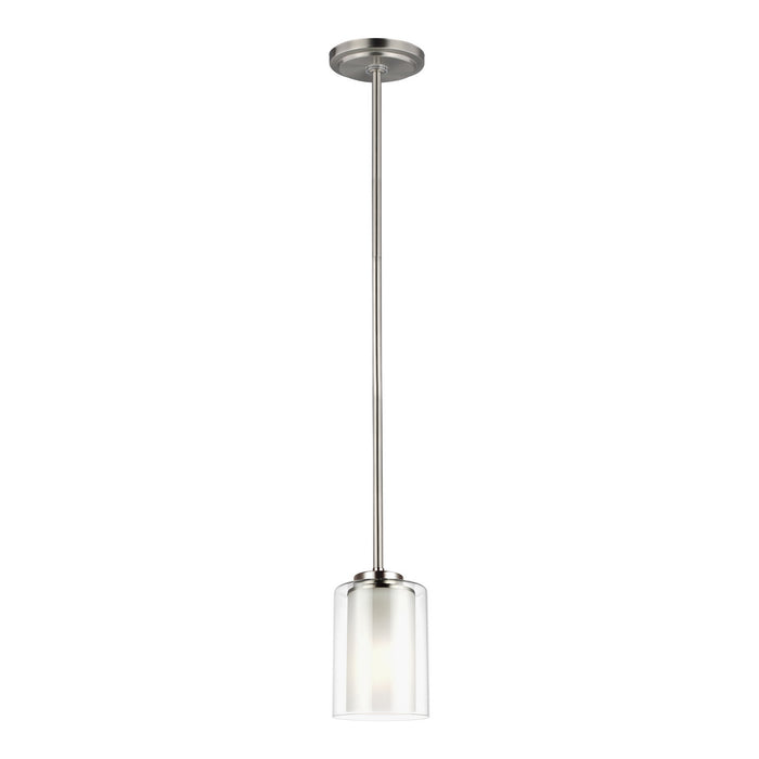 Generation Lighting 6137301EN3-962 Elmwood Park One Light Mini-Pendant, Brushed Nickel Main Image.jpg