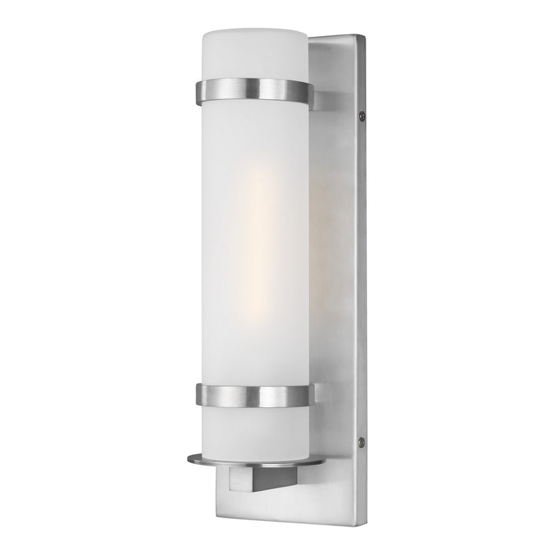 Generation Lighting 8518301-04 Alban One Light Outdoor Wall Lantern, Satin Aluminum Main Image.jpg