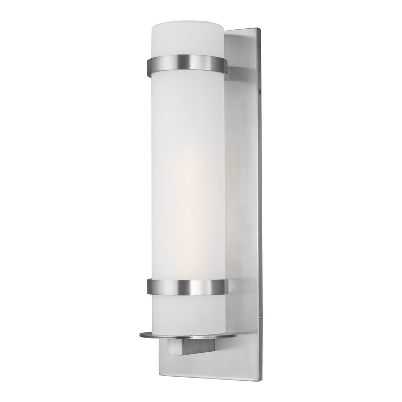 Generation Lighting 8718301-04 Alban One Light Outdoor Wall Lantern, Satin Aluminum Main Image.jpg