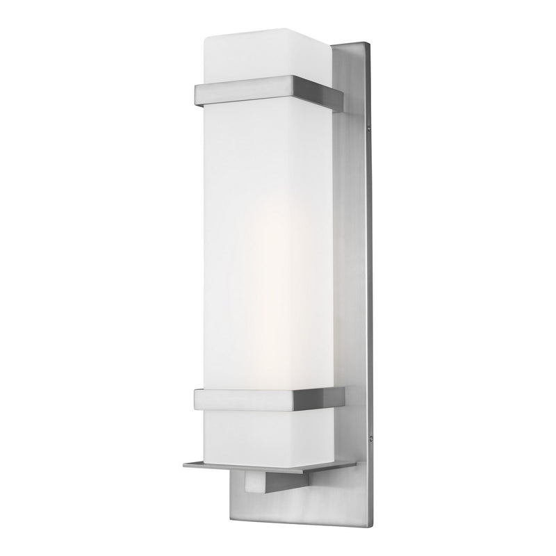Generation Lighting 8720701EN3-04 Alban One Light Outdoor Wall Lantern, Satin Aluminum Main Image.jpg
