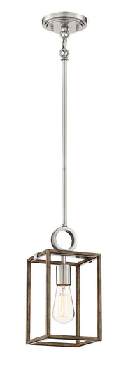 Minka-Lavery 4010-280 Country Estates One Light Pendant, Sun Faded Wood w/ Brushed Nickel Main Image.jpg