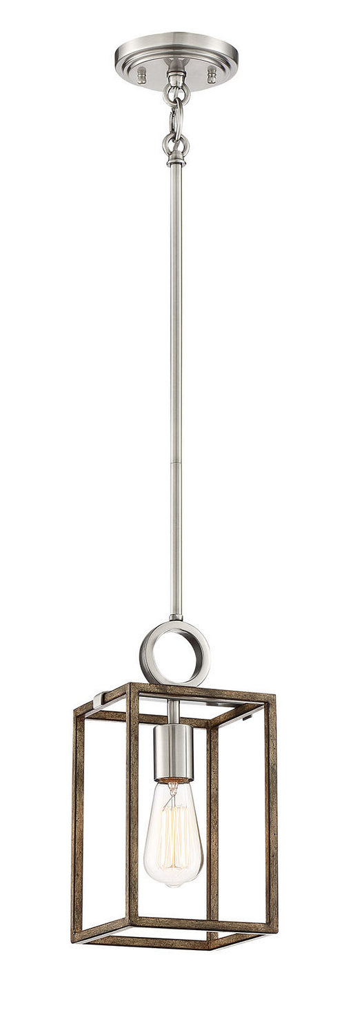 Minka-Lavery 4010-280 Country Estates One Light Pendant, Sun Faded Wood w/ Brushed Nickel Main Image.jpg
