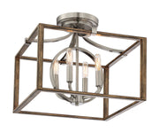 Minka-Lavery 4013-280 Country Estates Four Light Semi Flush Mount, Sun Faded Wood w/ Brushed Nickel Main Image.jpg