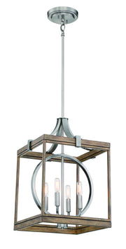Minka-Lavery 4014-280 Country Estates Four Light Pendant, Sun Faded Wood w/ Brushed Nickel Main Image.jpg