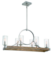 Minka-Lavery 4016-280 Country Estates Six Light Island Pendant, Sun Faded Wood w/ Brushed Nickel Main Image.jpg