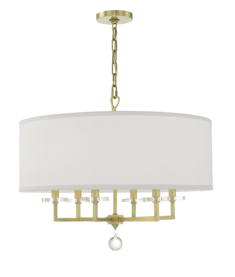 Crystorama 8116-AG Paxton Six Light Chandelier Aged Brass Main Image.jpg