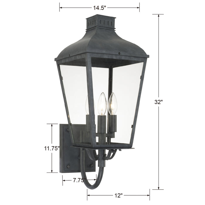 Crystorama DUM-9802-GE Dumont Three Light Outdoor Wall Sconce Graphite Alternate Image 2.jpg