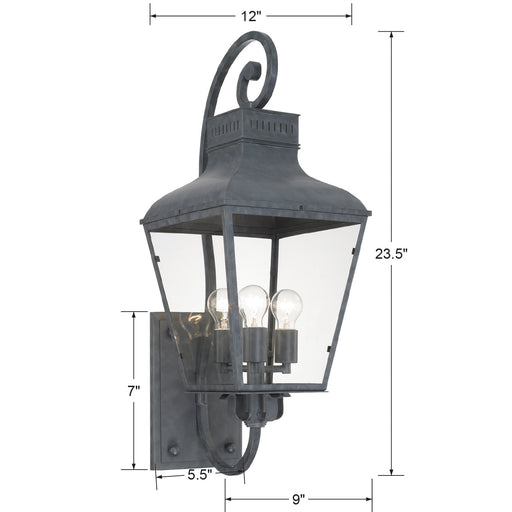 Crystorama DUM-9803-GE Dumont Three Light Outdoor Wall Sconce Graphite Alternate Image.jpg
