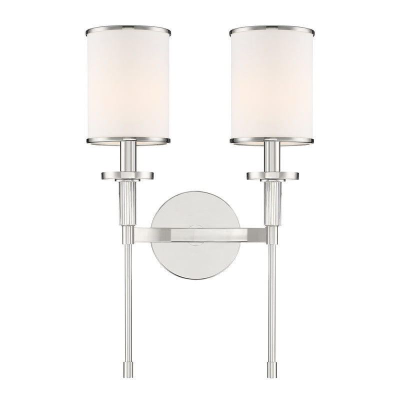 Crystorama HAT-472-PN Hatfield Two Light Wall Sconce Polished Nickel Main Image.jpg