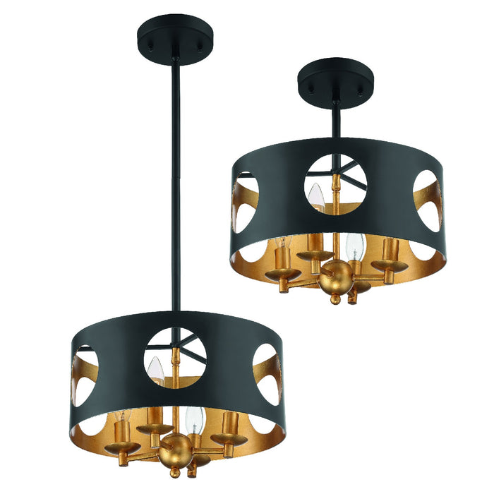Crystorama ODE-700-BK-GA Odelle Four Light Pendant Black / Antique Gold Alternate Image.jpg