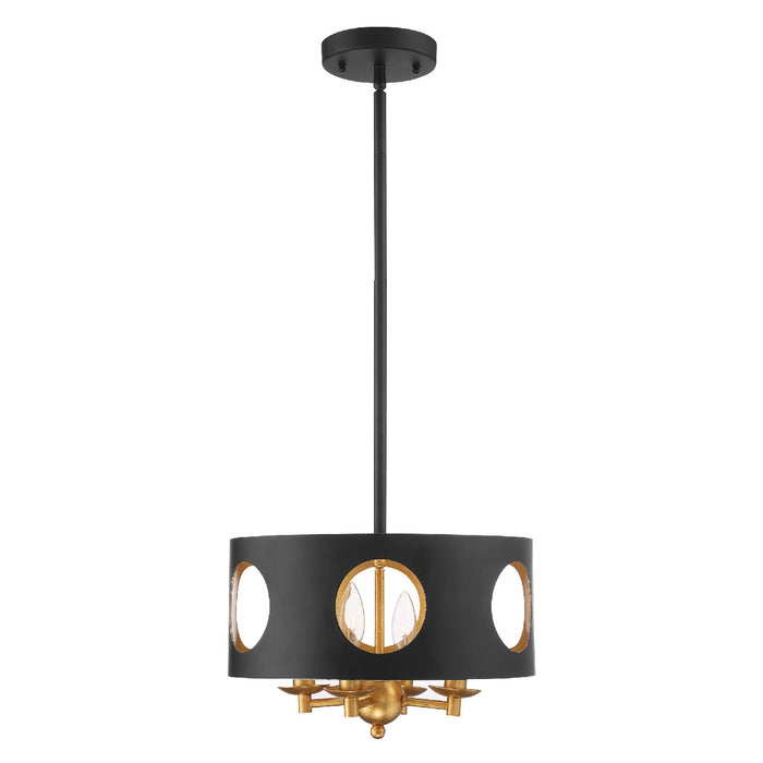 Crystorama ODE-700-BK-GA Odelle Four Light Pendant Black / Antique Gold Alternate Image 2.jpg