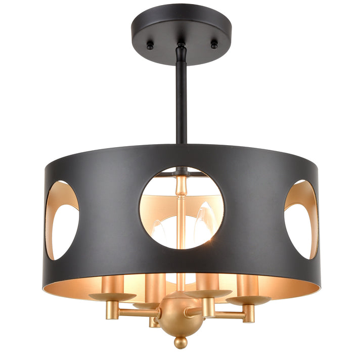 Crystorama ODE-700-BK-GA Odelle Four Light Pendant Black / Antique Gold Main Image.jpg