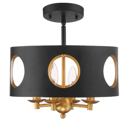 Crystorama ODE-700-BK-GA_CEILING Odelle Four Light Semi Flush Mount Black / Antique Gold Alternate Image.jpg