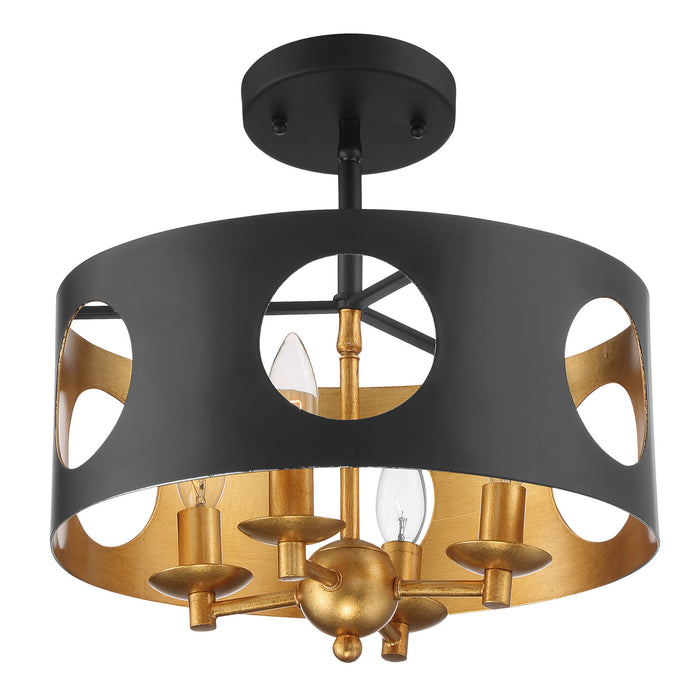 Crystorama ODE-700-BK-GA_CEILING Odelle Four Light Semi Flush Mount Black / Antique Gold Alternate Image 4.jpg