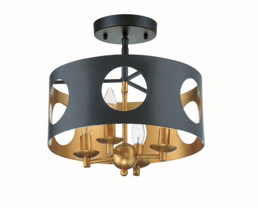 Crystorama ODE-700-BK-GA_CEILING Odelle Four Light Semi Flush Mount Black / Antique Gold Main Image.jpg