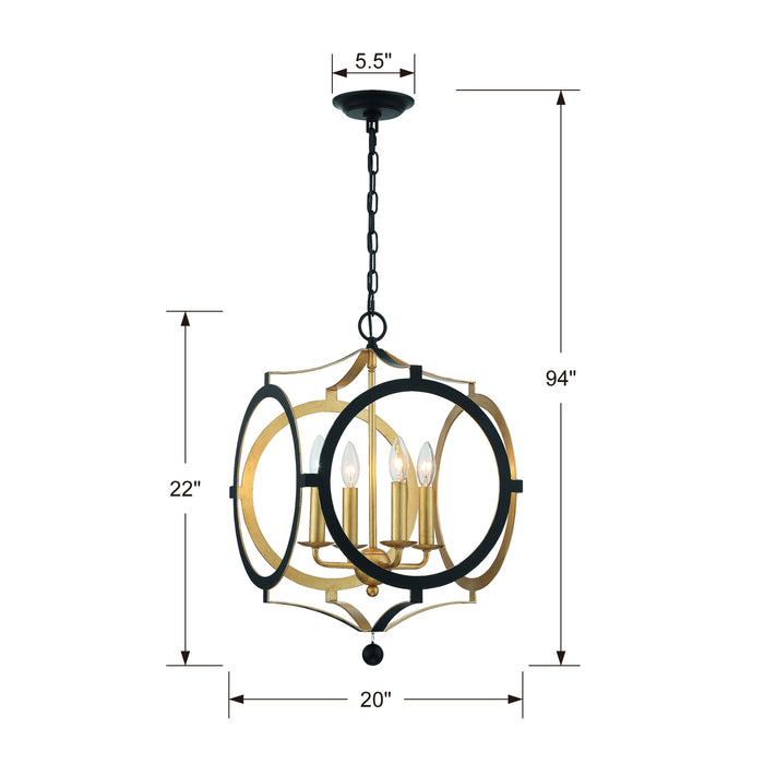 Crystorama ODE-704-BK-GA Odelle Four Light Chandelier Black / Antique Gold Alternate Image 2.jpg