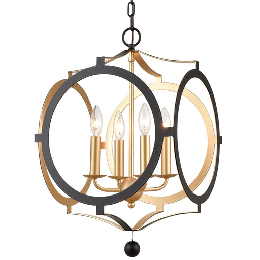 Crystorama ODE-704-BK-GA Odelle Four Light Chandelier Black / Antique Gold Main Image.jpg