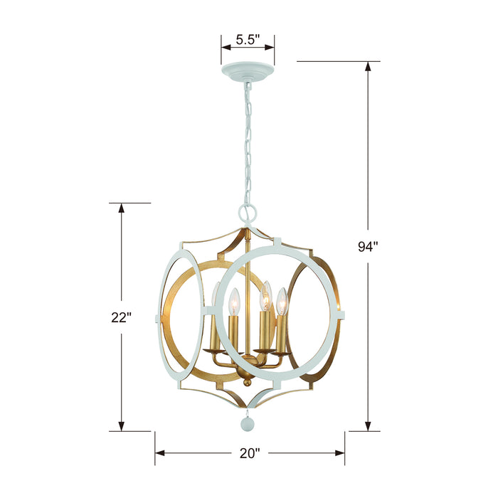 Crystorama ODE-704-MT-GA Odelle Four Light Chandelier Matte White / Antique Gold Alternate Image 2.jpg