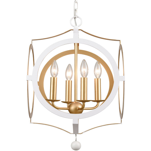 Crystorama ODE-704-MT-GA Odelle Four Light Chandelier Matte White / Antique Gold Main Image.jpg