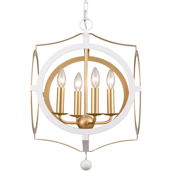 Crystorama ODE-704-MT-GA Odelle Four Light Chandelier Matte White / Antique Gold Main Image.jpg