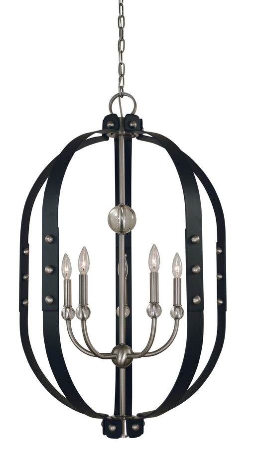 Framburg 5315 BN/MBLACK Urban Craftsman Five Light Chandelier, Brushed Nickel/Matte Black Main Image.jpg