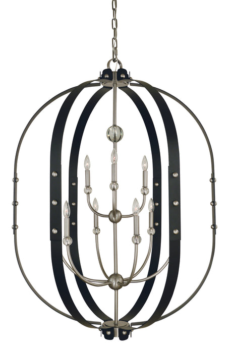 Framburg 5319 BN/MBLACK Urban Craftsman Five Light Chandelier, Brushed Nickel/Matte Black Main Image.jpg