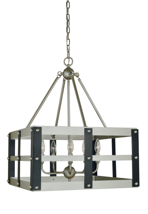 Framburg 5346 SP/MBLACK Metro Artisan Five Light Chandelier, Satin Pewter/Matte Black Main Image.jpg