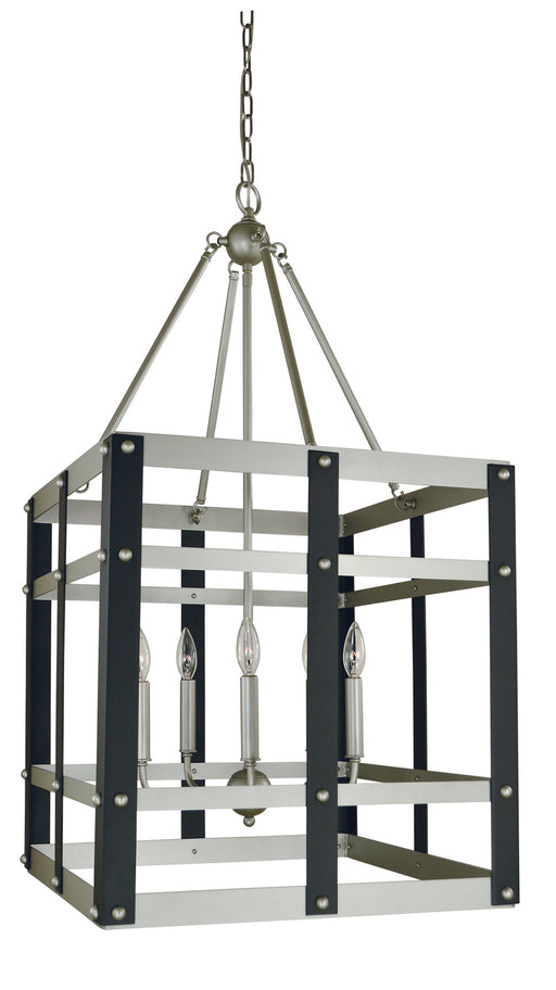 Framburg 5347 SP/MBLACK Metro Artisan Five Light Chandelier, Satin Pewter/Matte Black Main Image.jpg