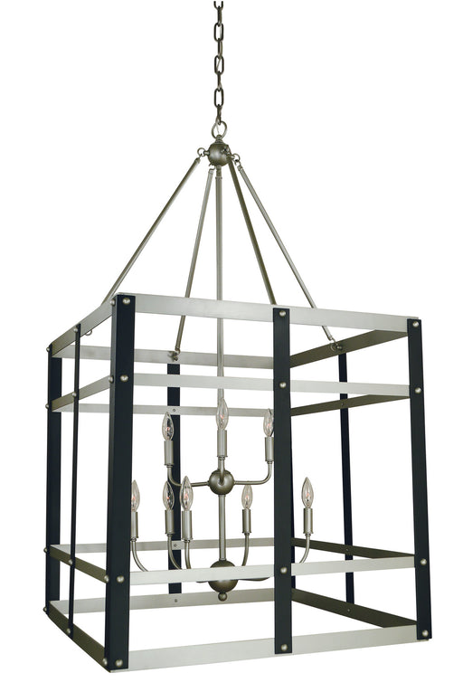 Framburg 5349 SP/MBLACK Metro Artisan Nine Light Foyer Chandelier, Satin Pewter/Matte Black Main Image.jpg