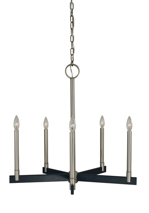 Framburg 5355 BN/MBLACK Jessica Five Light Chandelier, Brushed Nickel/Matte Black Main Image.jpg