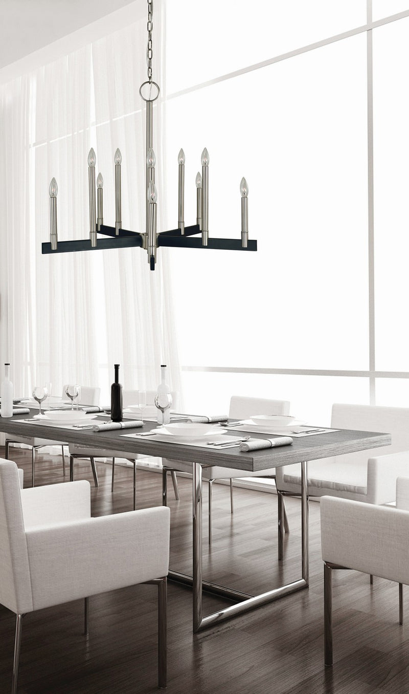 Framburg 5358 BN/MBLACK Jessica Ten Light Chandelier, Brushed Nickel/Matte Black Alternate Image.jpg