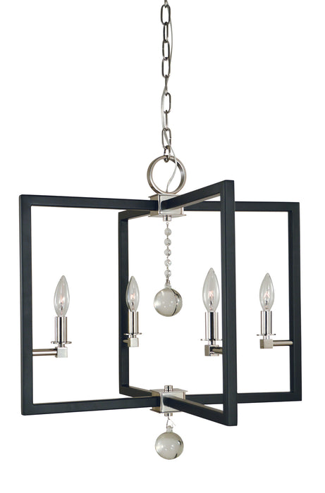 Framburg 5364 PN/MBLACK Minimalist Elegant Four Light Chandelier, Polished Nickel/Matte Black Main Image.jpg