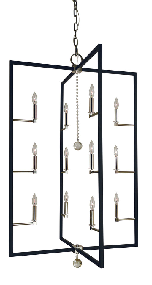 Framburg 5369 PN/MBLACK Minimalist Elegant 12 Light Foyer Chandelier, Polished Nickel/Matte Black Main Image.jpg