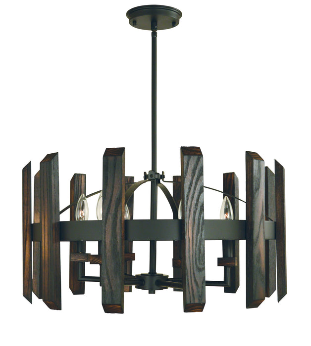 Framburg 5375 MBLACK Modern Farmhouse Six Light Chandelier, Matte Black Main Image.jpg