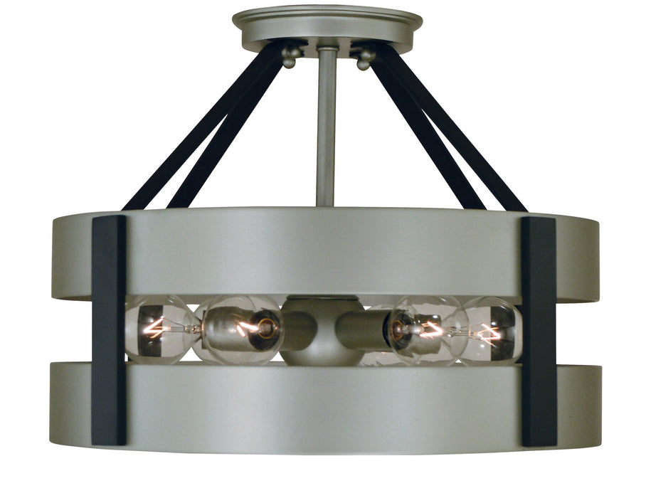 Framburg 5382 SP/MBLACK Orion Six Light Flush /Semi Flush Mount, Satin Pewter/Matte Black Main Image.jpg