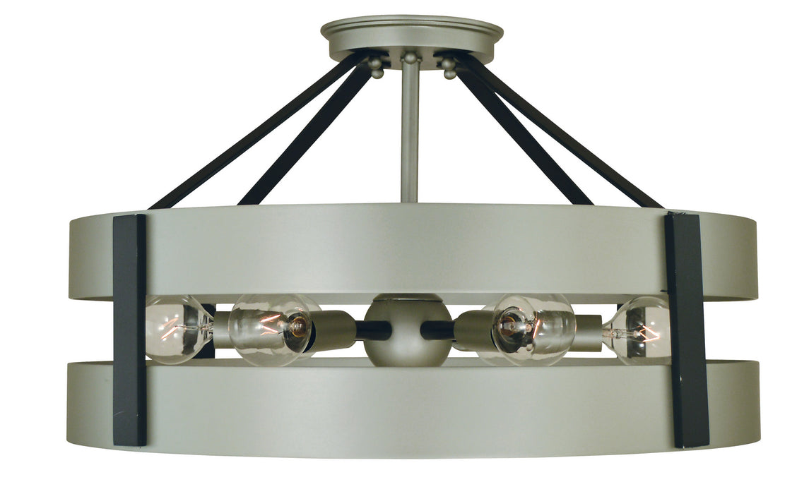 Framburg 5384 SP/MBLACK Orion Six Light Flush /Semi Flush Mount, Satin Pewter/Matte Black Main Image.jpg