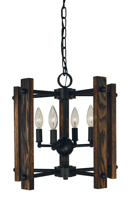 Framburg 5400 MBLACK Modern Farmhouse Four Light Chandelier, Matte Black Main Image.jpg