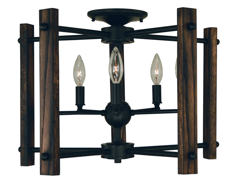 Framburg 5401 MBLACK Modern Farmhouse Five Light Flush / Semi-Flush Mount, Matte Black Main Image.jpg
