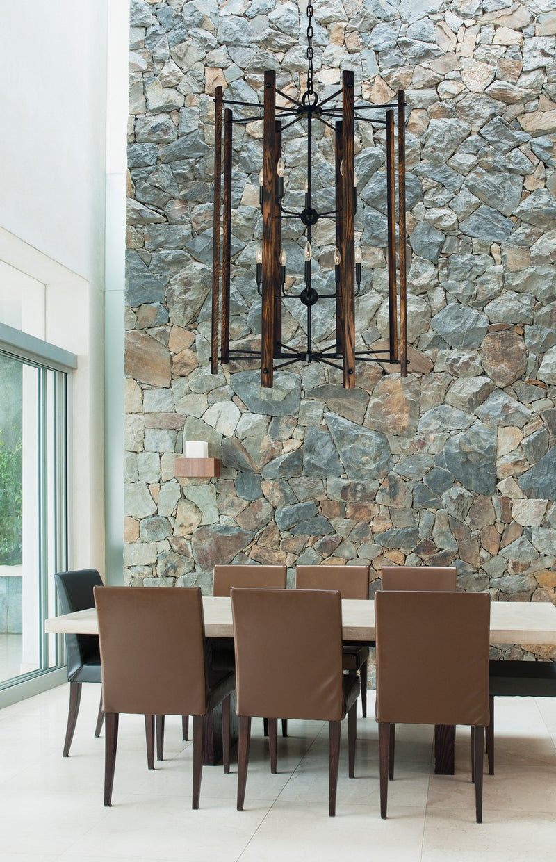 Framburg 5408 MBLACK Modern Farmhouse Ten Light Foyer Chandelier, Matte Black Alternate Image.jpg