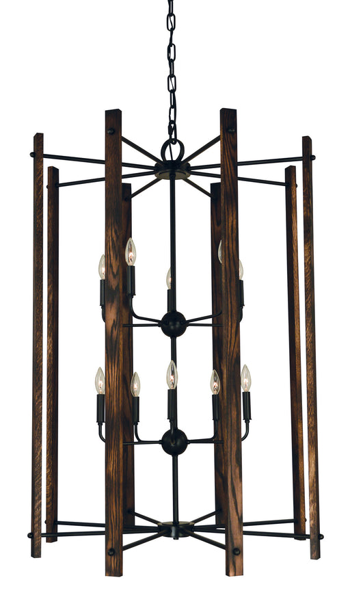 Framburg 5408 MBLACK Modern Farmhouse Ten Light Foyer Chandelier, Matte Black Main Image.jpg