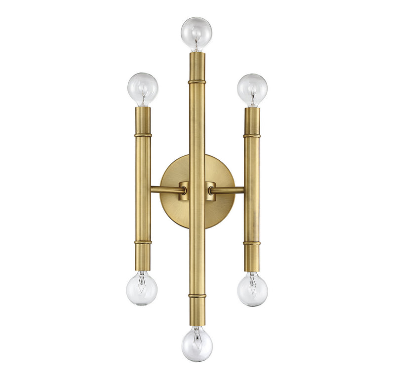 Shoppers Lighting SH90018NB Jocelyn Six Light Wall Sconce, Natural Brass Alternate Image.jpg