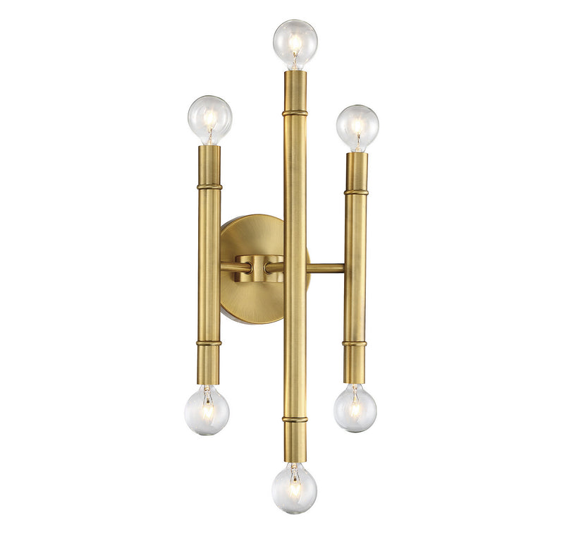Shoppers Lighting SH90018NB Jocelyn Six Light Wall Sconce, Natural Brass Alternate Image 2.jpg