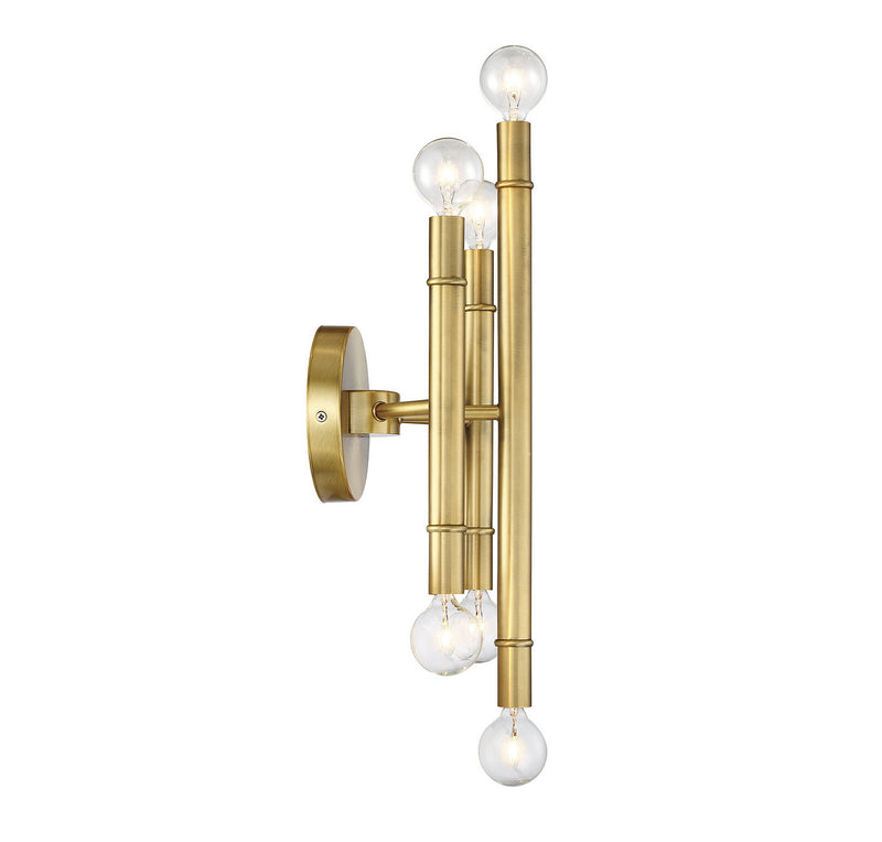 Shoppers Lighting SH90018NB Jocelyn Six Light Wall Sconce, Natural Brass Alternate Image 4.jpg